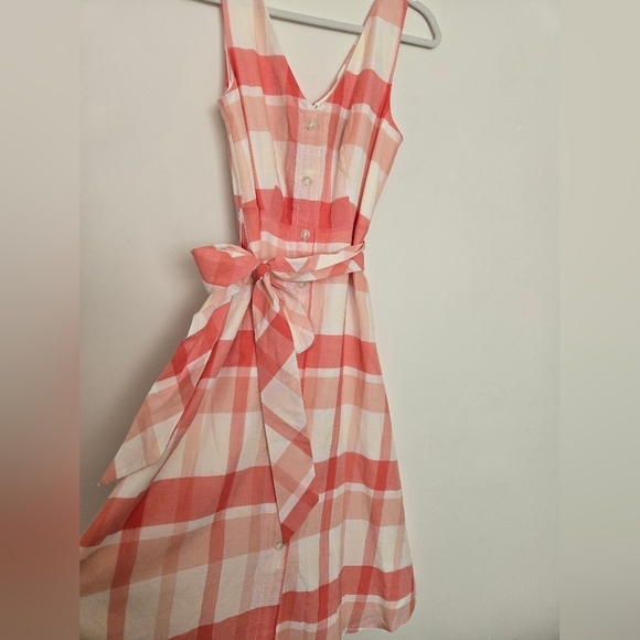 Alex Marie Plaid Sleeveless Button Midi Dress with Belt Pink and White | size 4 - Picture 2 of 6